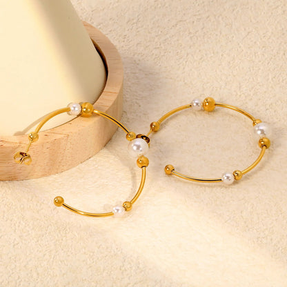 Wholesale 47.5mm Large Statement Pearl C-Shape Stud Earrings Bulk Price