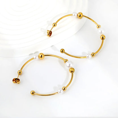 Wholesale 47.5mm Large Statement Pearl C-Shape Stud Earrings Bulk Price