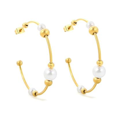 Wholesale 47.5mm Large Statement Pearl C-Shape Stud Earrings Bulk Price