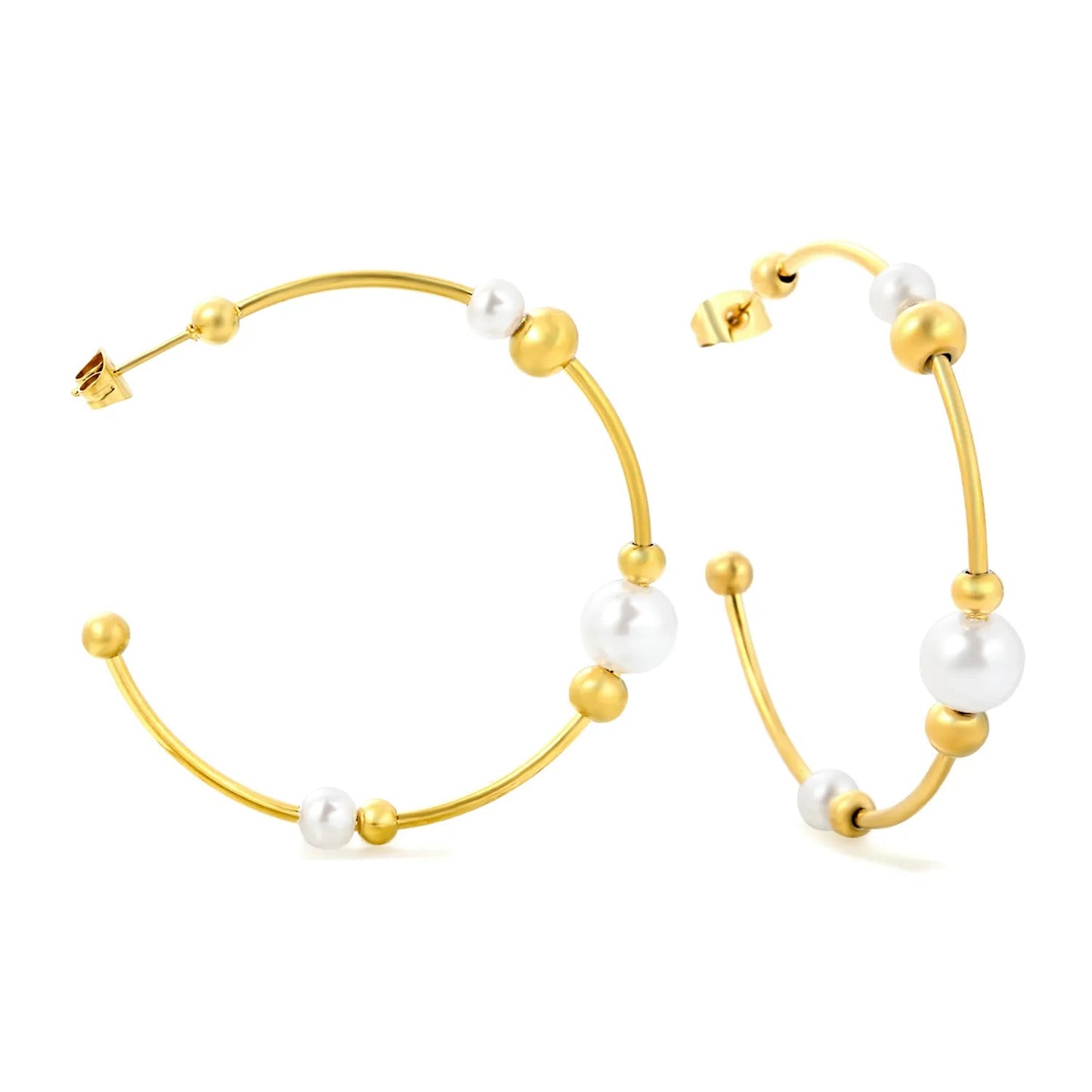 Wholesale 47.5mm Large Statement Pearl C-Shape Stud Earrings Bulk Price