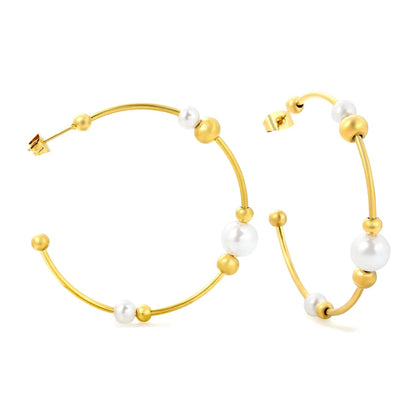 Wholesale 47.5mm Large Statement Pearl C-Shape Stud Earrings Bulk Price