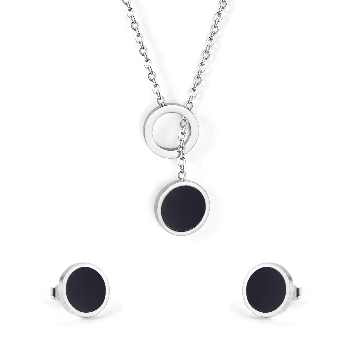mother pearl black contrast jewelry-steel-black-steel