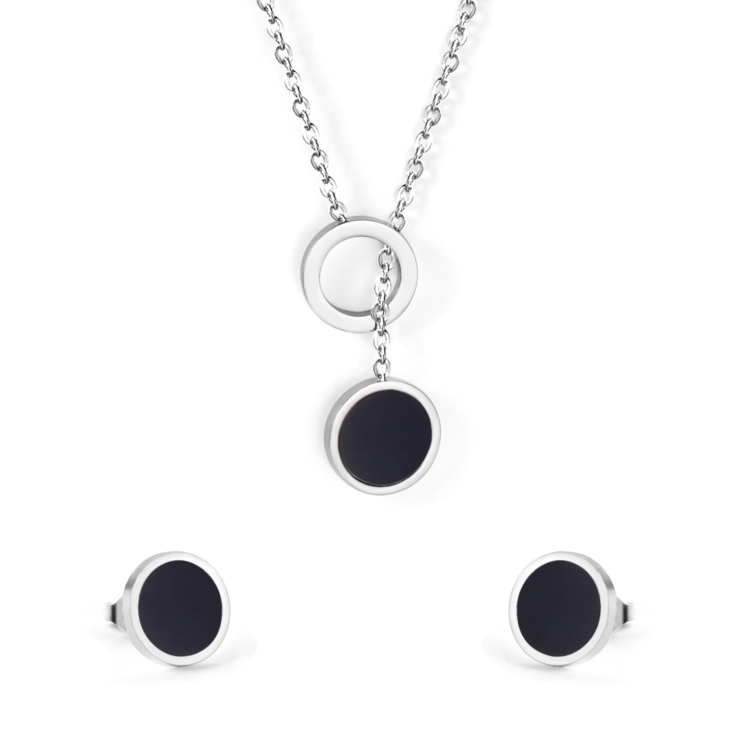 mother pearl black contrast jewelry-steel-black-steel