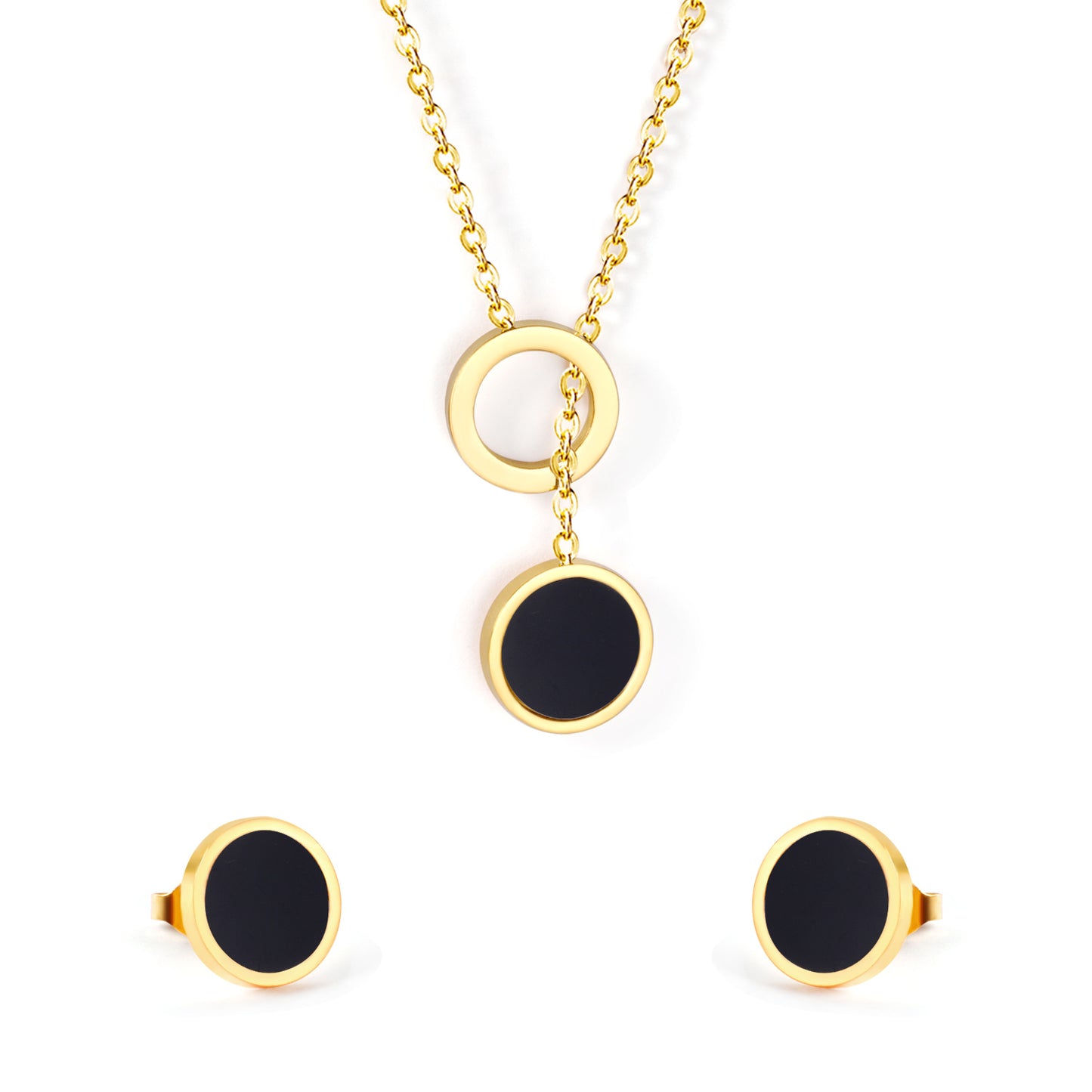 mother pearl black contrast jewelry-steel-black