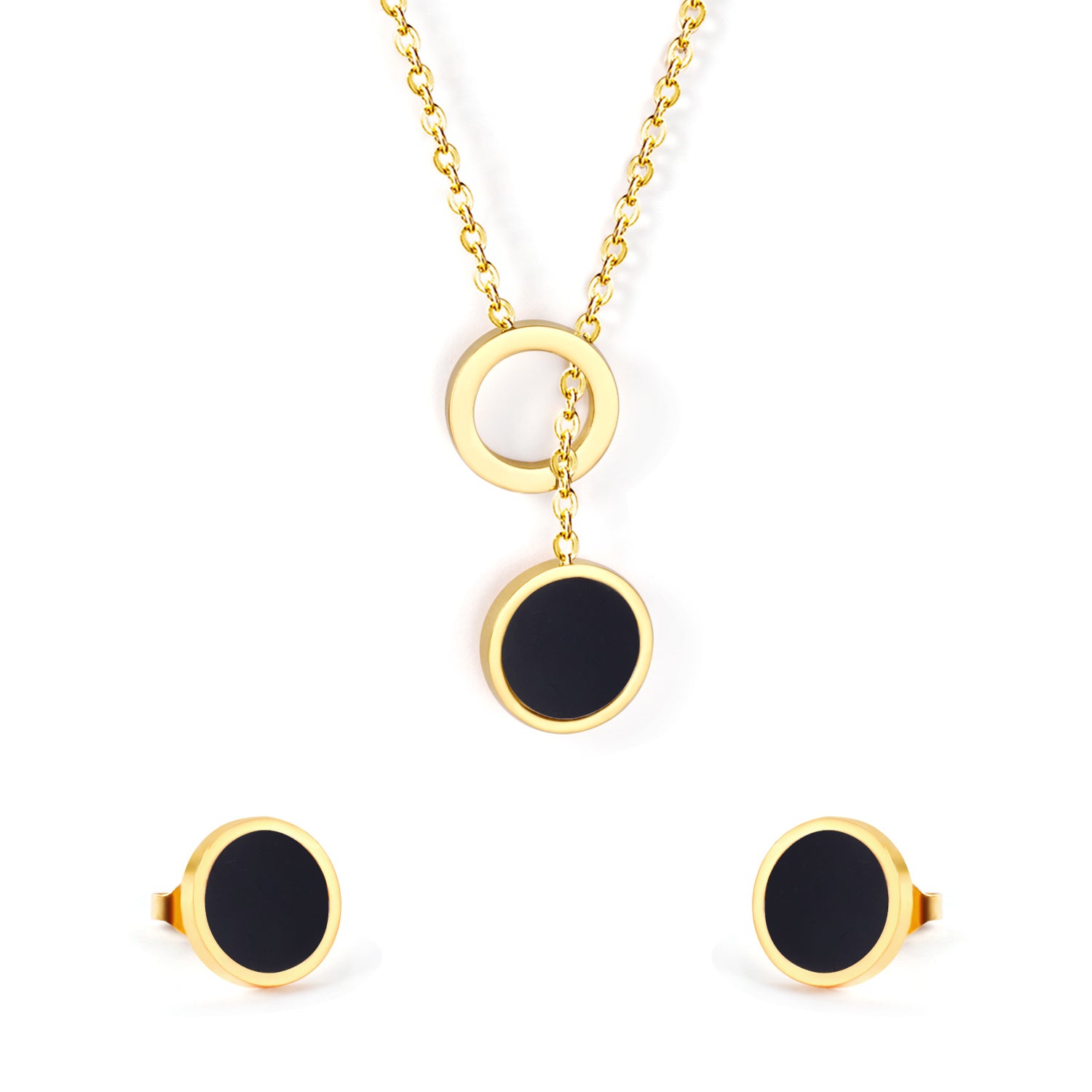 mother pearl black contrast jewelry-steel-black