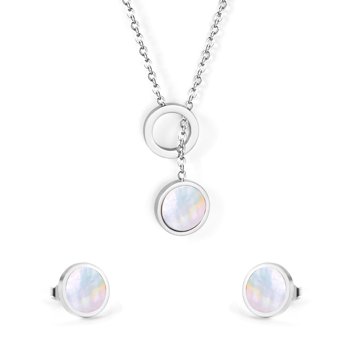 mother pearl black contrast jewelry-steel