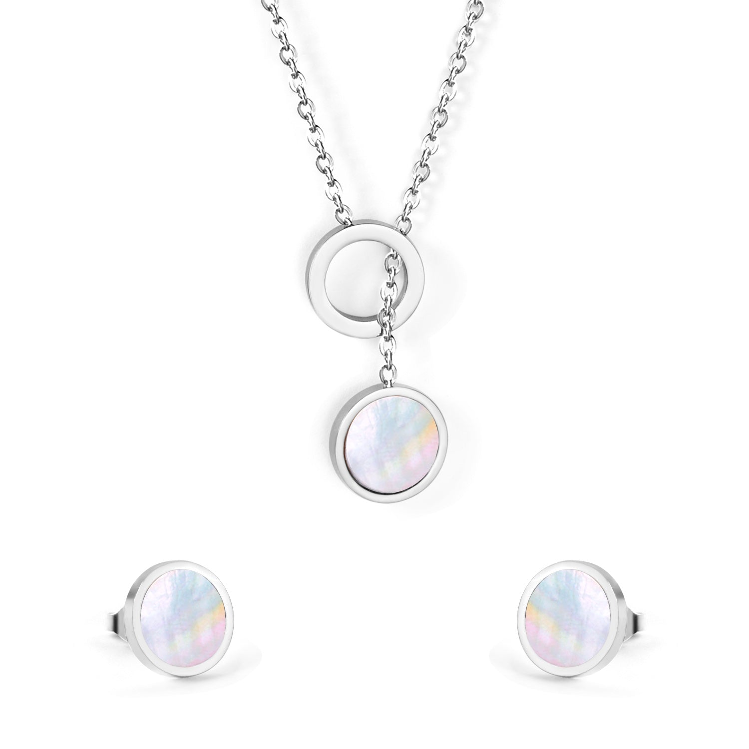 mother pearl black contrast jewelry-steel