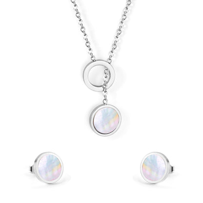 mother pearl black contrast jewelry-steel