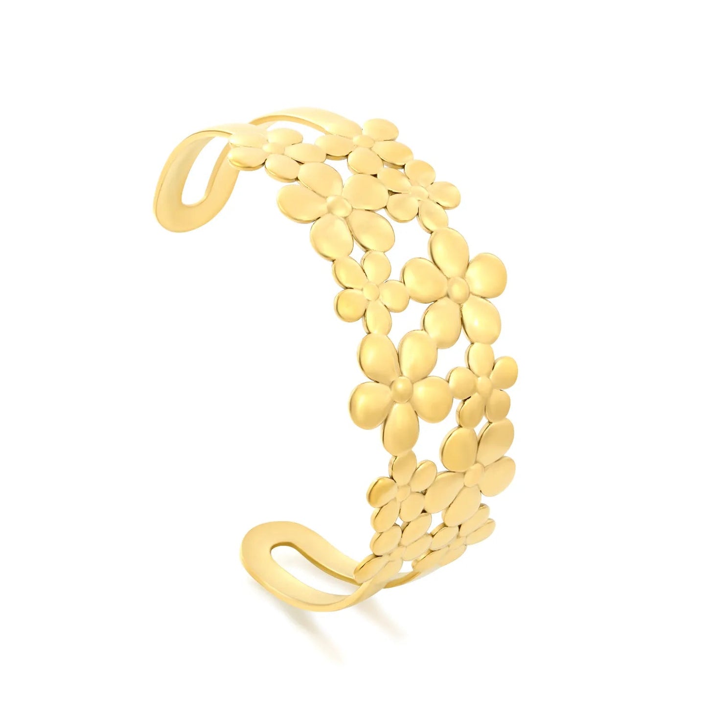 French Riviera Romance: Statement 32mm Wide Layered Floral Cutout Cuff