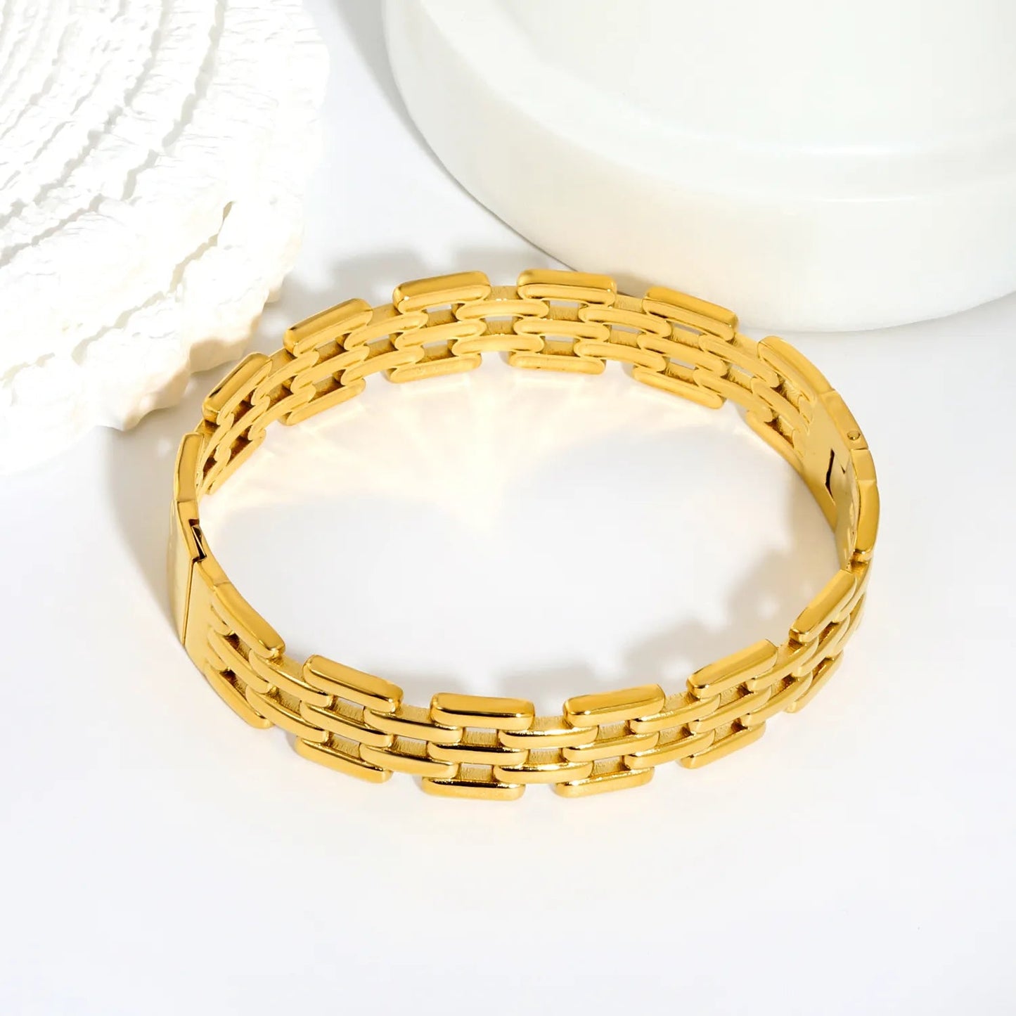 Power & Prestige: Heavyweight 12mm 5-Row Watch Band Hinged Bangle
