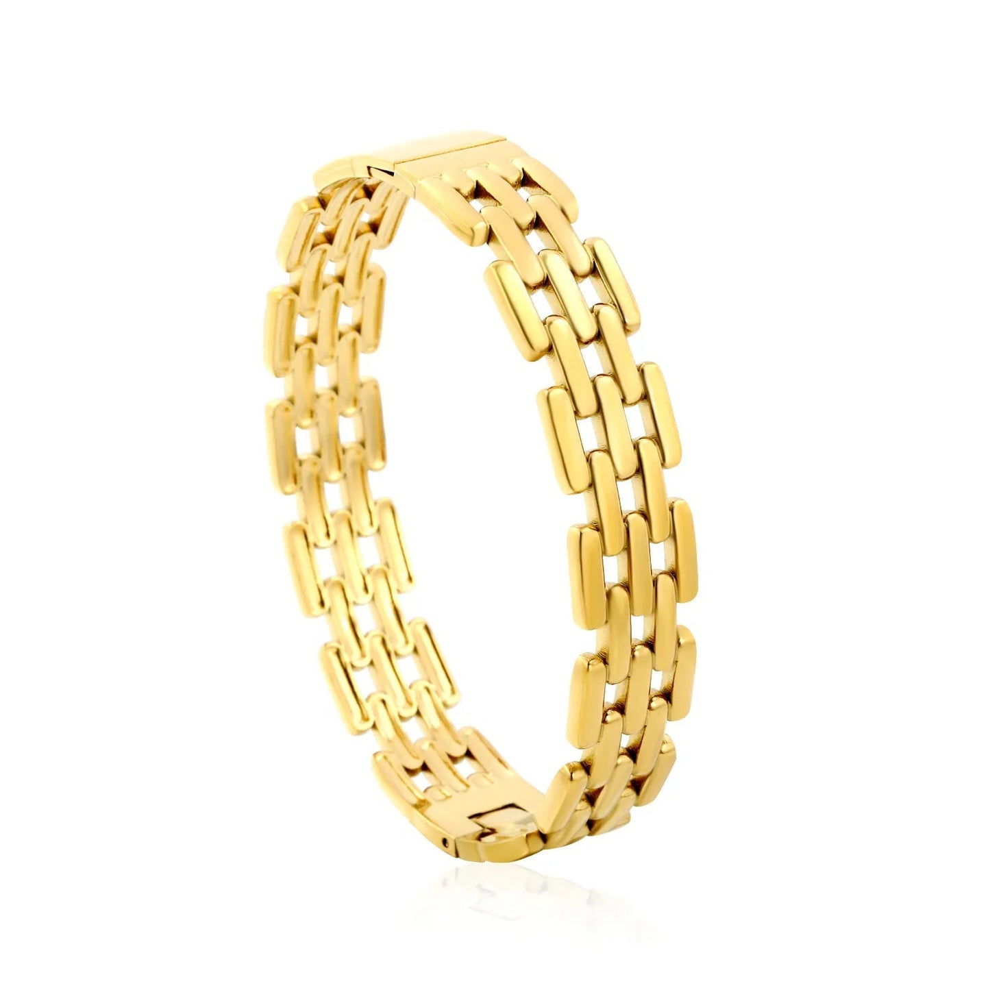 Power & Prestige: Heavyweight 12mm 5-Row Watch Band Hinged Bangle