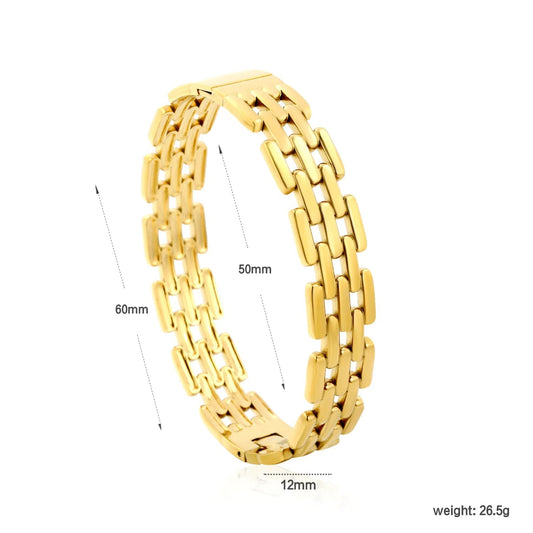 Power & Prestige: Heavyweight 12mm 5-Row Watch Band Hinged Bangle