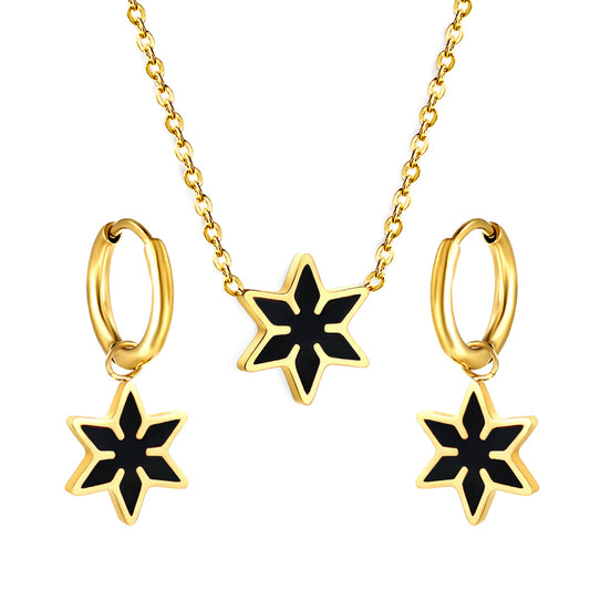 multicolor star enamel jewelry-black