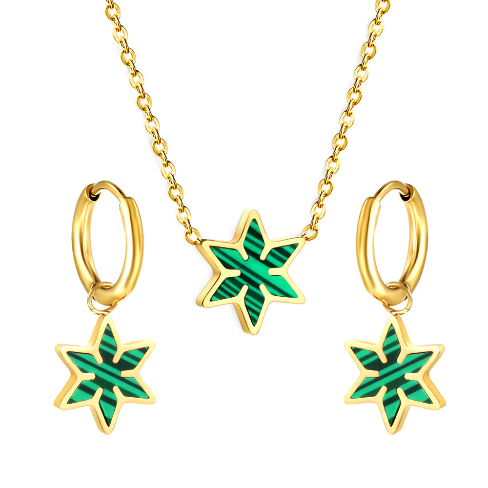 multicolor star enamel jewelry-green