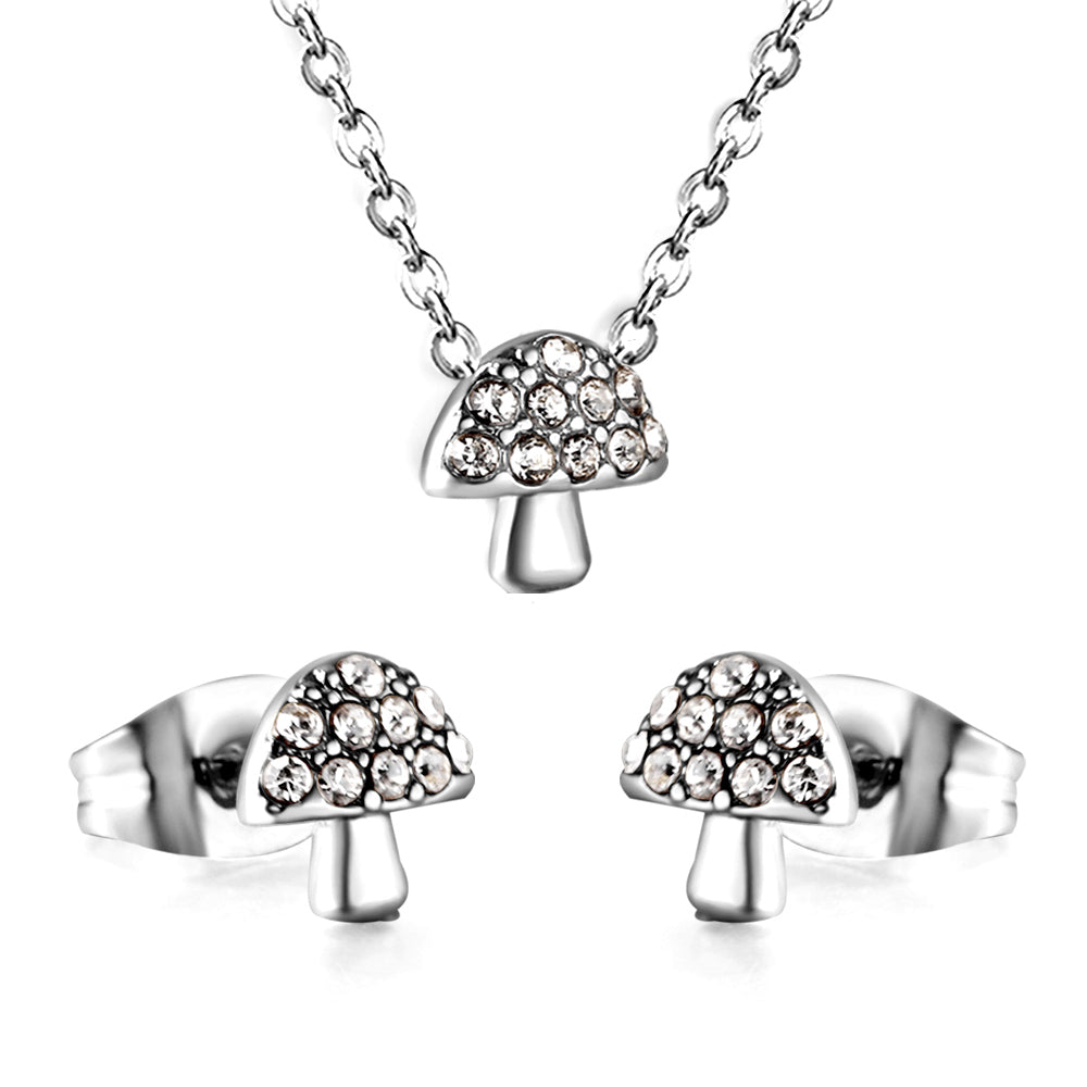 mushroom cz jewelry stainless white-steel