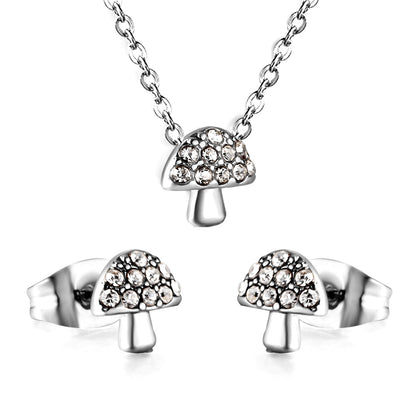 mushroom cz jewelry stainless white-steel