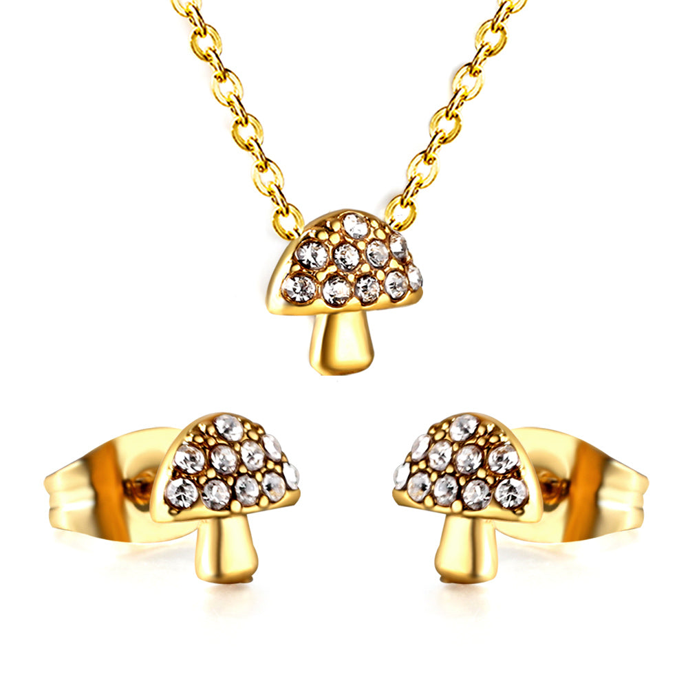 mushroom cz jewelry stainless white