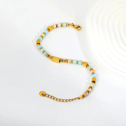 Waterproof 304L Steel Multi-Color Shoushan Stone Bracelet for Women