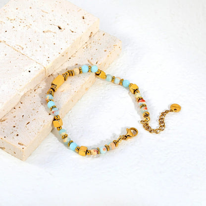 Waterproof 304L Steel Multi-Color Shoushan Stone Bracelet for Women