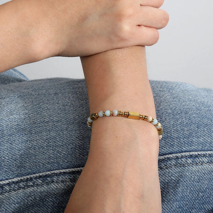 Waterproof 304L Steel Multi-Color Shoushan Stone Bracelet for Women