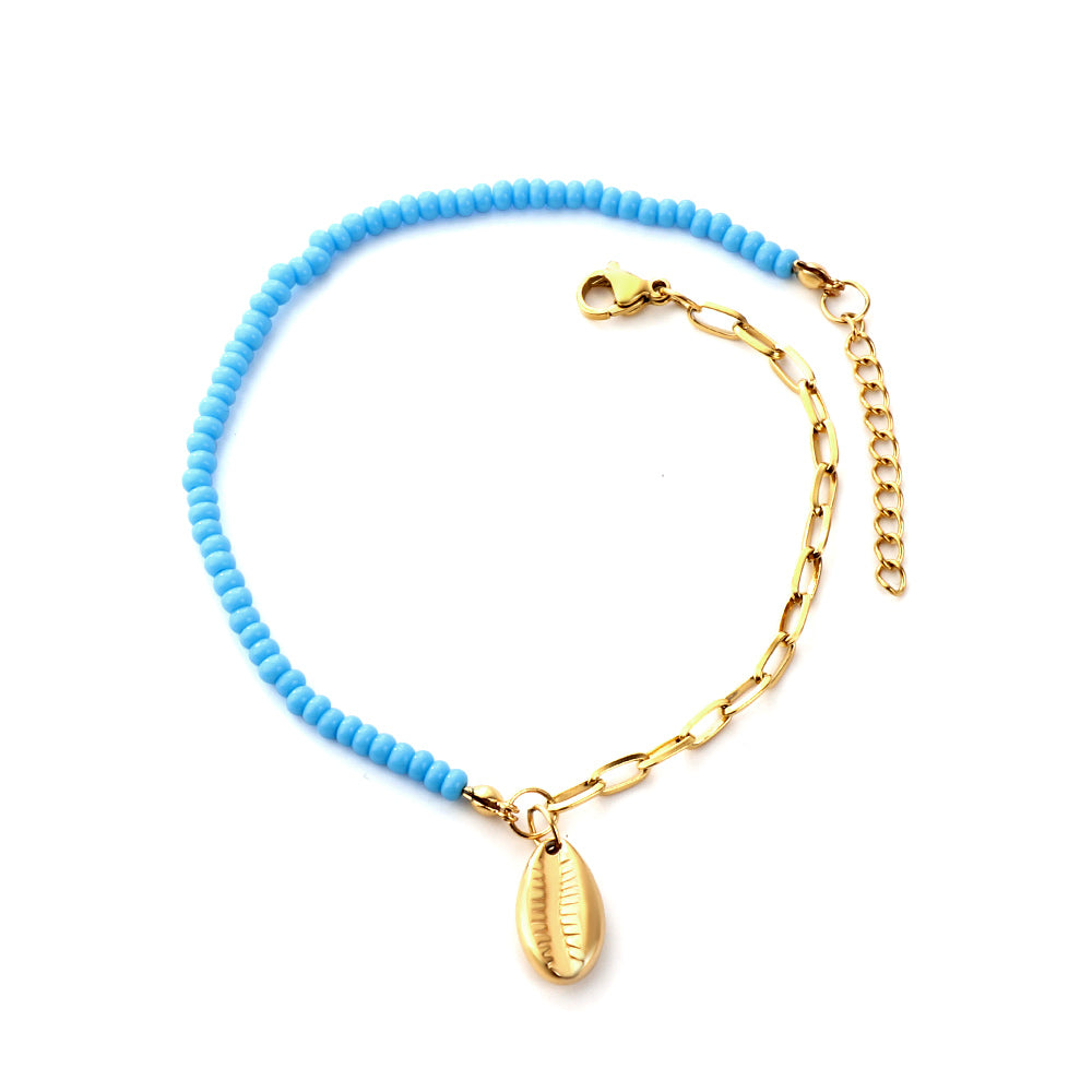 ocean blue bead anklet