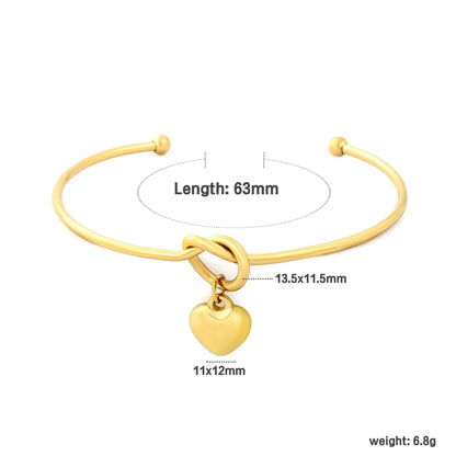 Bulk 63mm inner diameter wire knot with 11x12mm heart charm cuff 304L