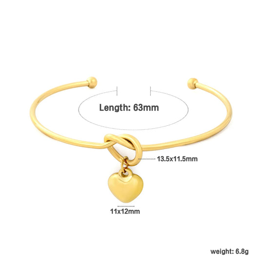 Bulk 63mm inner diameter wire knot with 11x12mm heart charm cuff 304L