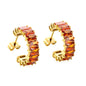 Waterproof 304L Steel 6.8x21mm Amber Yellow Baguette CZ C-Hoops Bulk Earrings