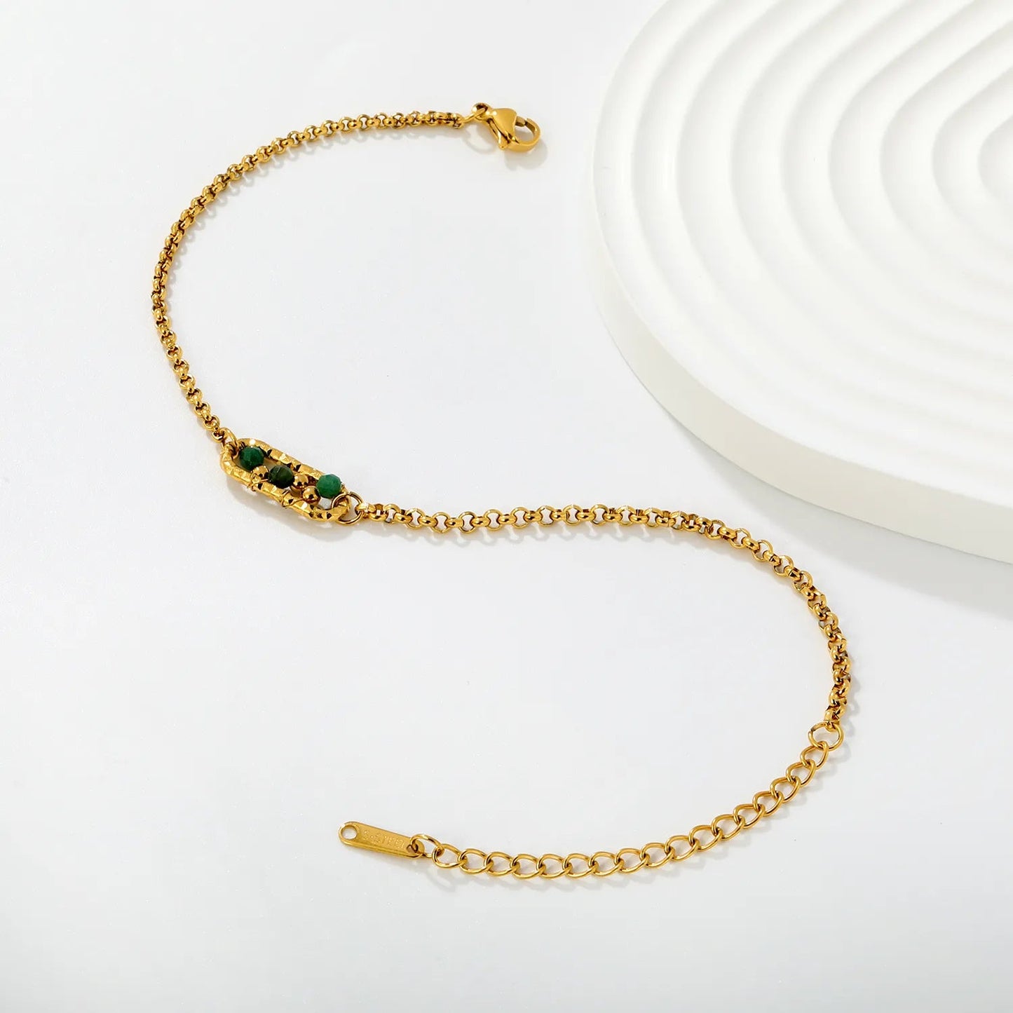Channel Vintage French Elegance with Rich Emerald Green Beads Encased in Gold
