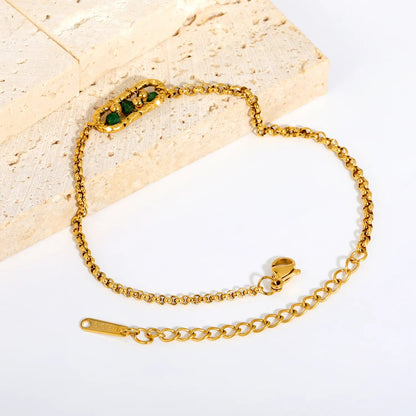 Channel Vintage French Elegance with Rich Emerald Green Beads Encased in Gold