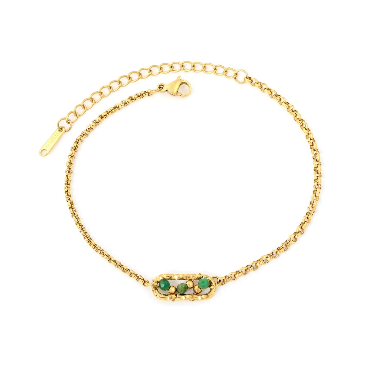 Channel Vintage French Elegance with Rich Emerald Green Beads Encased in Gold