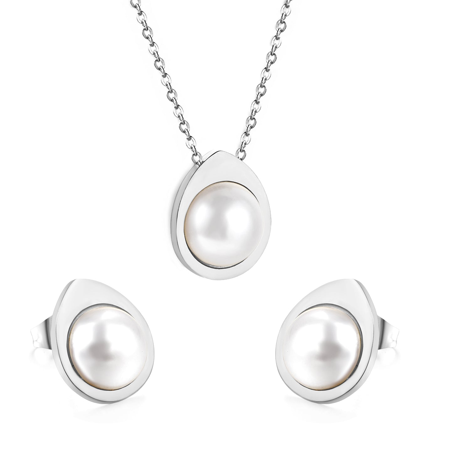 oval pearl gold frame jewelry-steel