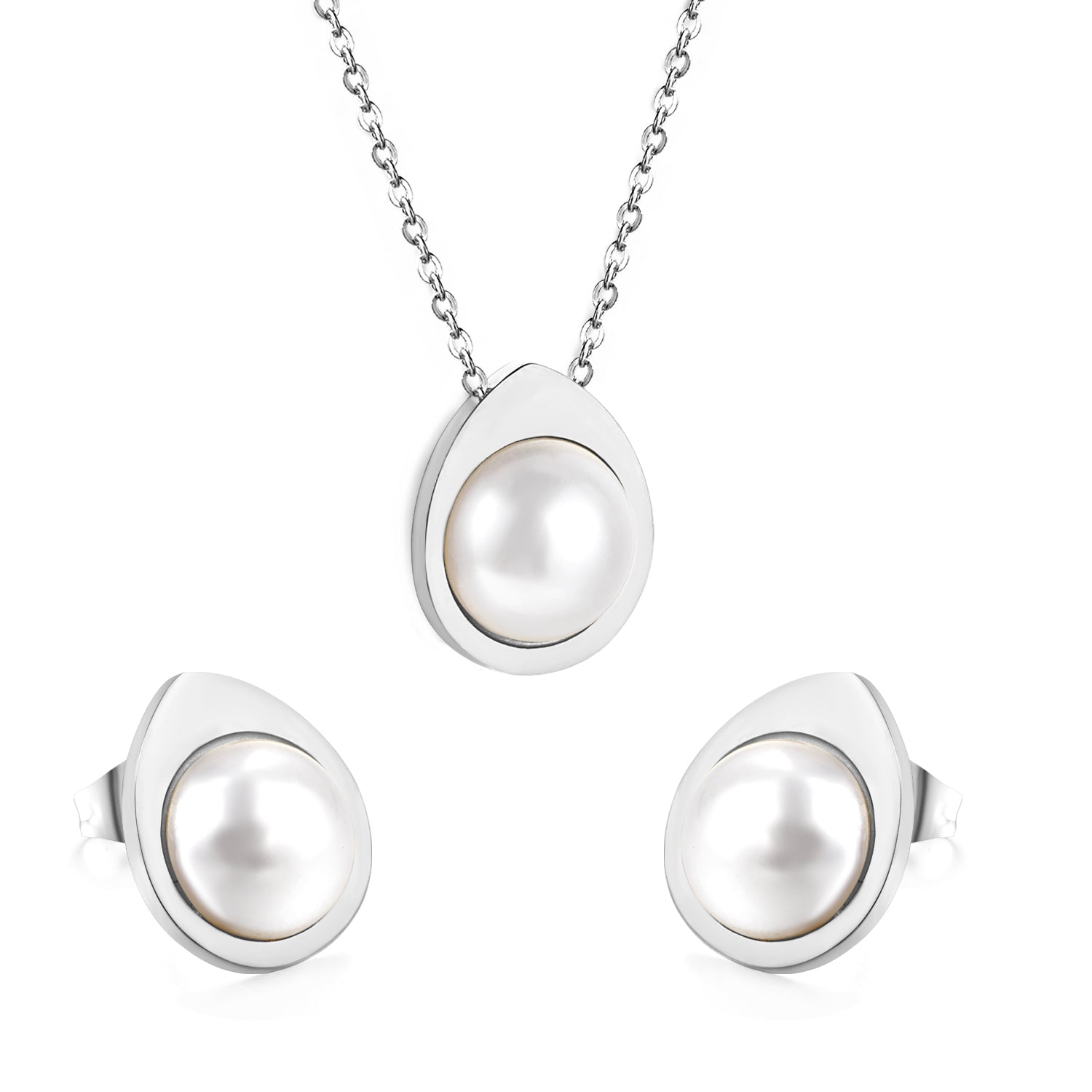oval pearl gold frame jewelry-steel