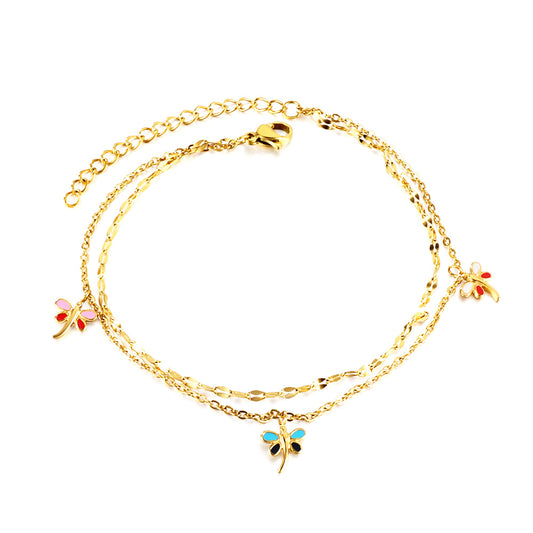 pastel floral twin anklet