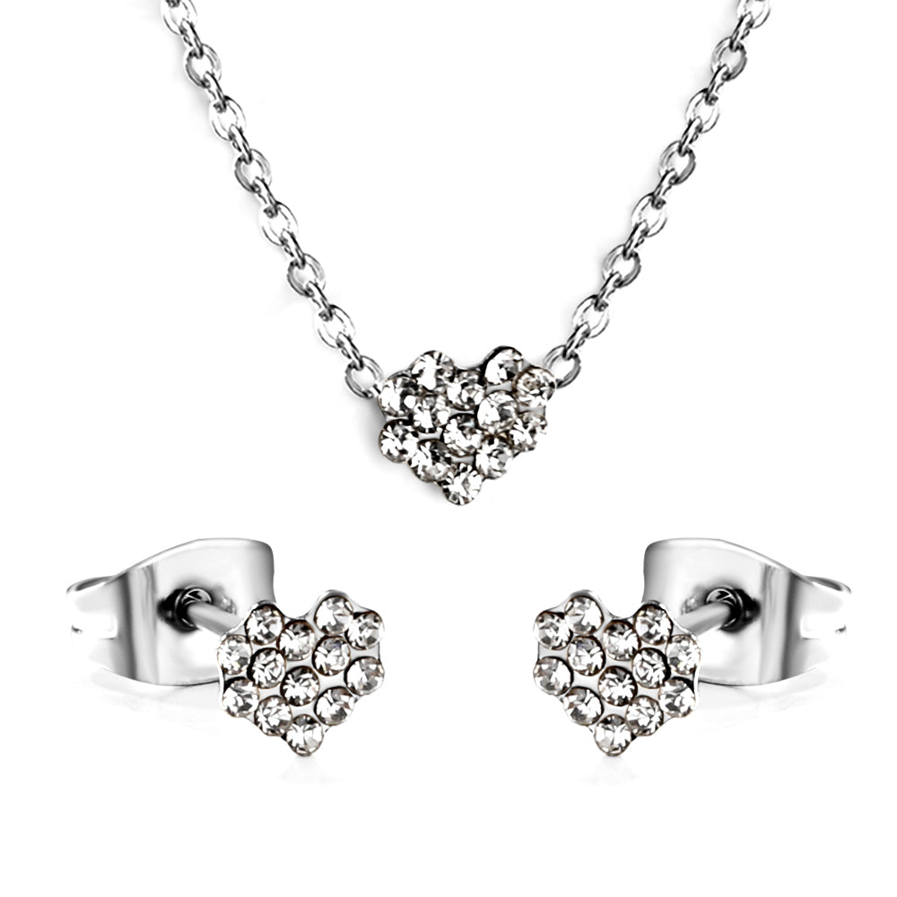 pave heart cz jewelry--steel
