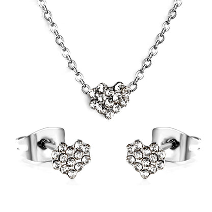 pave heart cz jewelry--steel