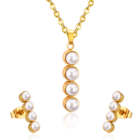 pearl bar jewelry set stainless