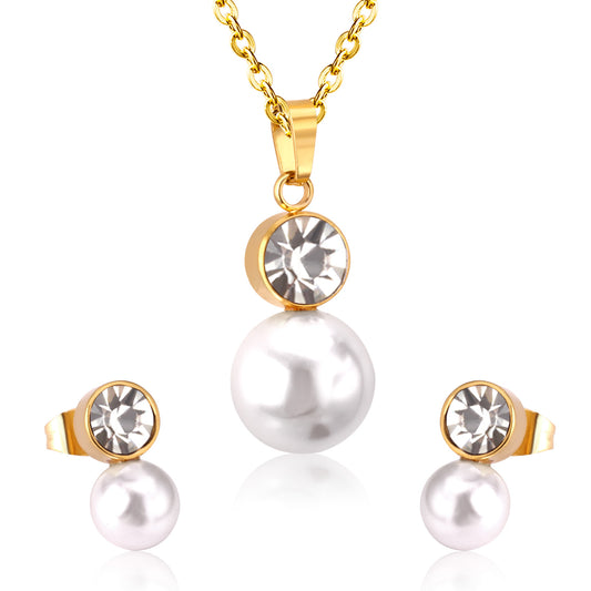 pearl diamond cluster stainless steel
