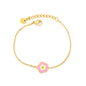 Bulk 11mm pink enamel flower pendant kids delicate bracelet 304L