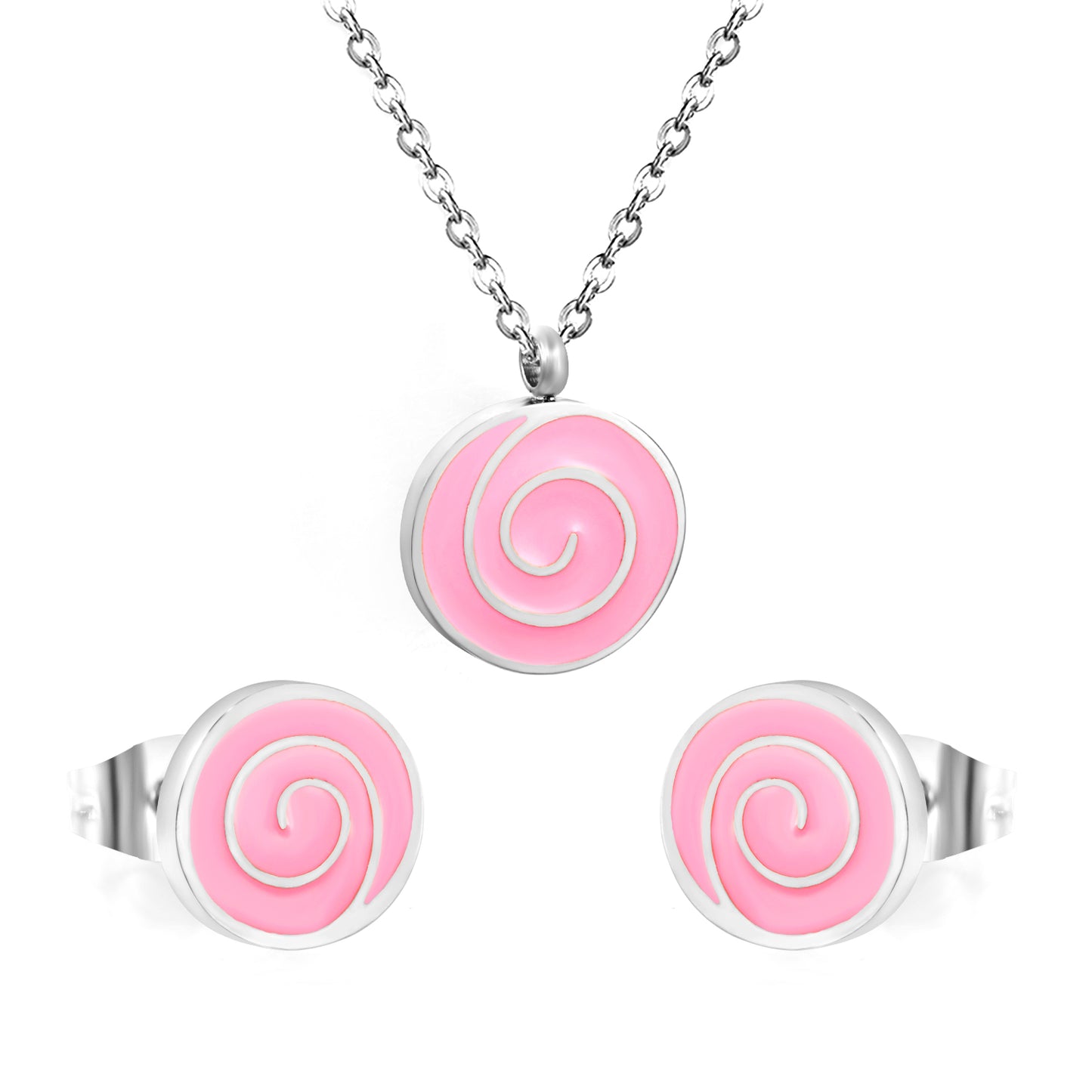 pink spiral rose gold jewelry-steel