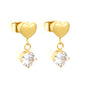 18K PVD Gold Plated Round Solitaire Diamond Charm Earrings Non-Tarnish