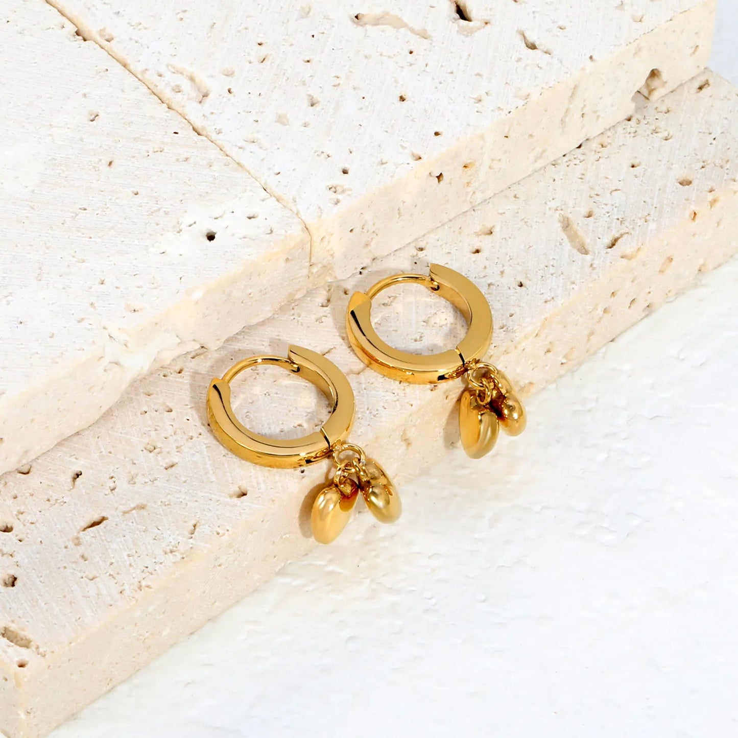 Minimalist Bold Wide Band Huggie Earrings Detachable Smooth 3D Heart