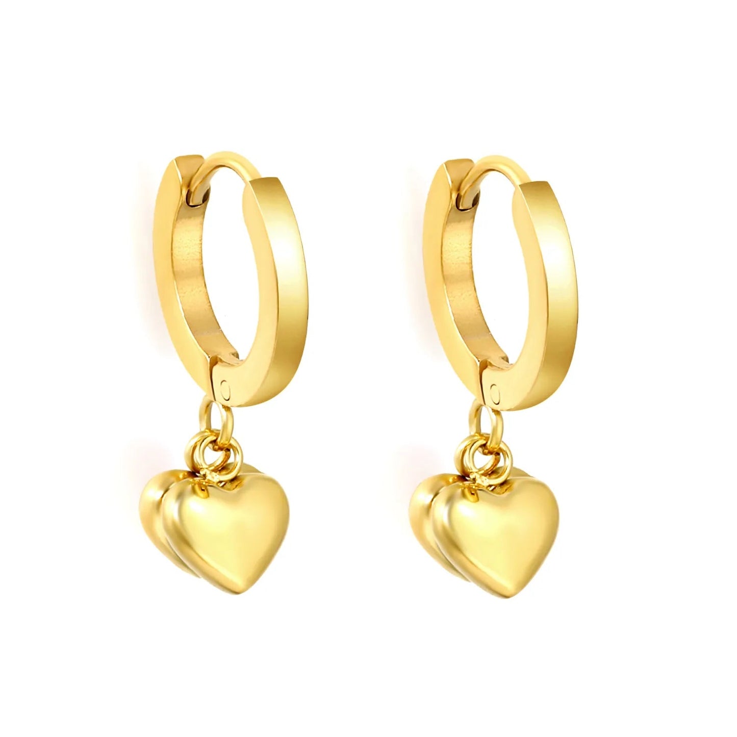 Minimalist Bold Wide Band Huggie Earrings Detachable Smooth 3D Heart