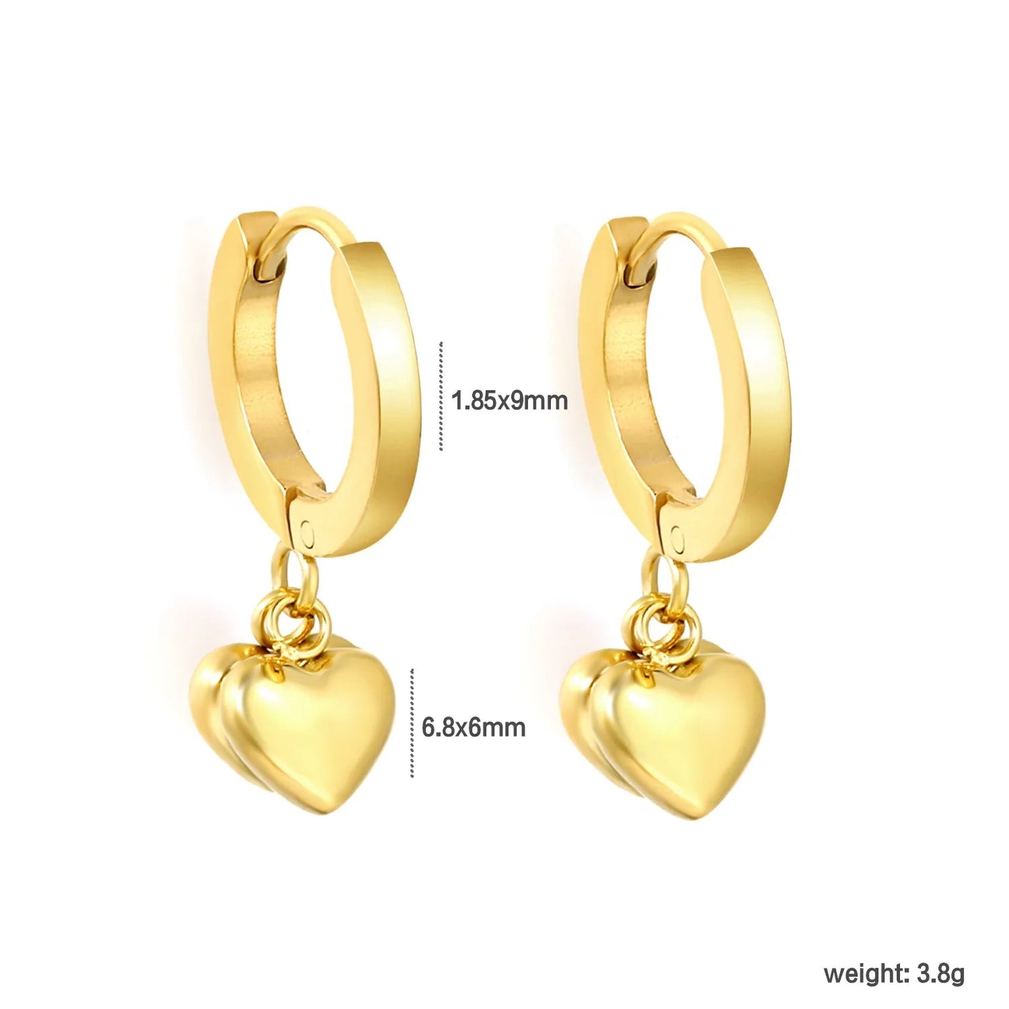 Minimalist Bold Wide Band Huggie Earrings Detachable Smooth 3D Heart