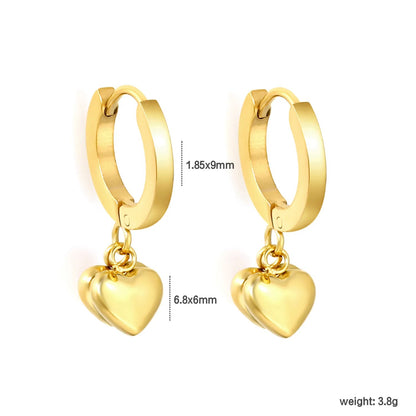 Minimalist Bold Wide Band Huggie Earrings Detachable Smooth 3D Heart