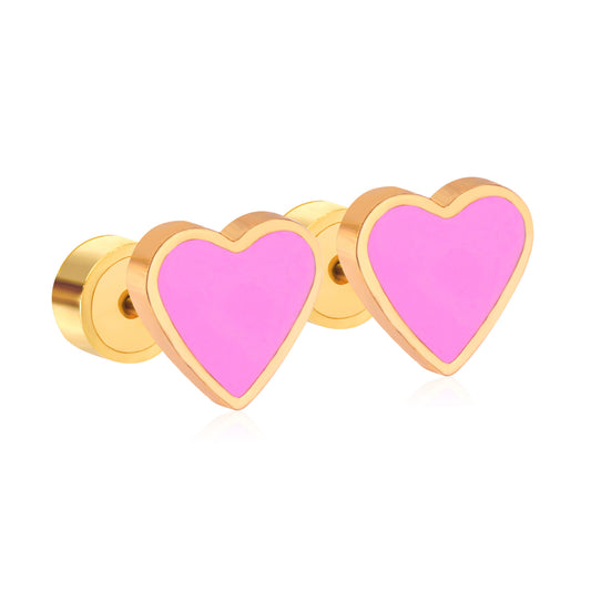 Wholesale Black Heart Stud Earrings Sleek Mystique Gold Edged Chic
