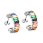 Colorful Rainbow Rectangle Zircon Channel Set C-Hoops 304L Earrings