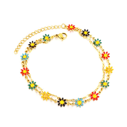 rainbow flower anklet vibrant