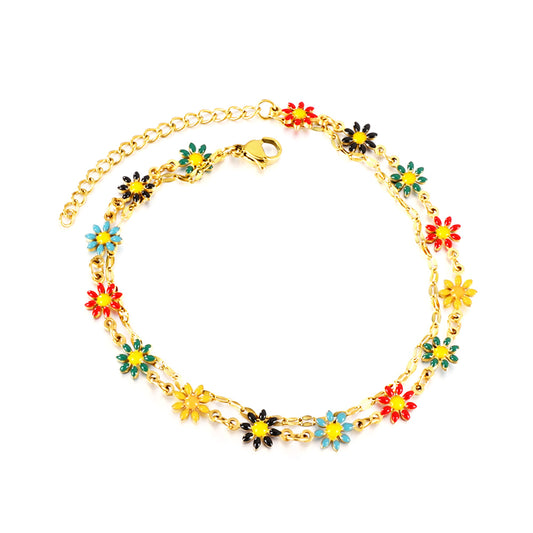 rainbow flower anklet vibrant
