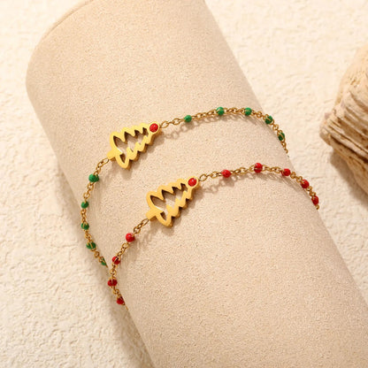 Embrace Festive Holiday Cheer with a Vibrant Red Beaded Christmas Tree Bracelet